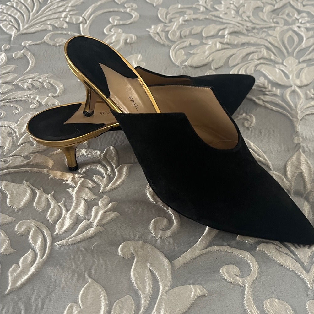 Paul Andrew Black suede and Gold Mules - Picture 6 of 10